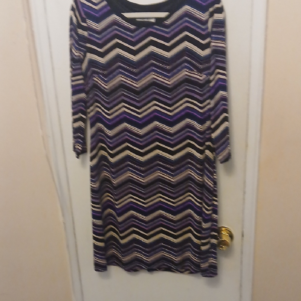 Chevron Patterned Purple and Black Dress